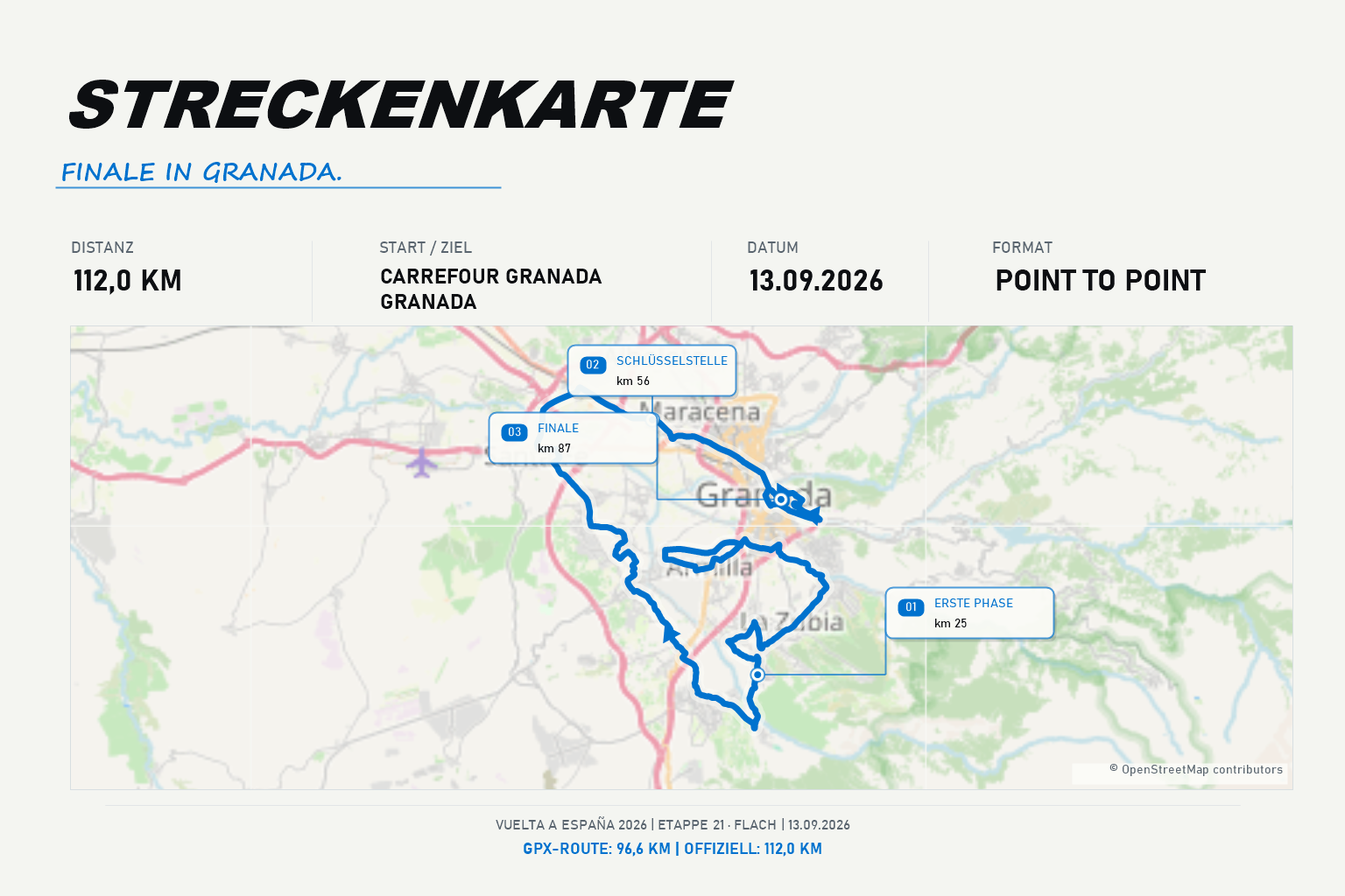 Streckenkarte Etappe 21: Granada – Granada