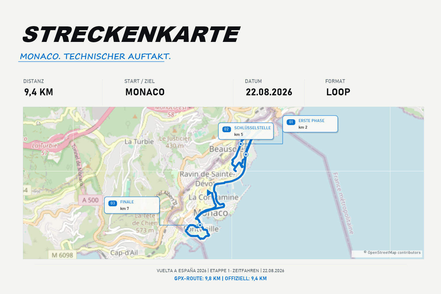 Streckenkarte Etappe 1: Monaco – Monaco