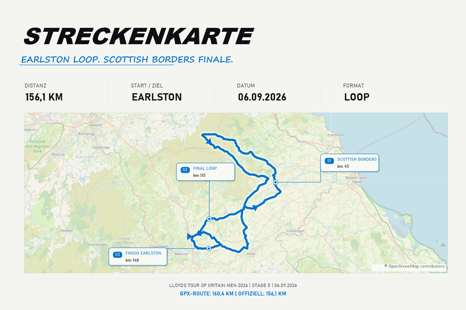 Route map Stage 5: Earlston to Earlston