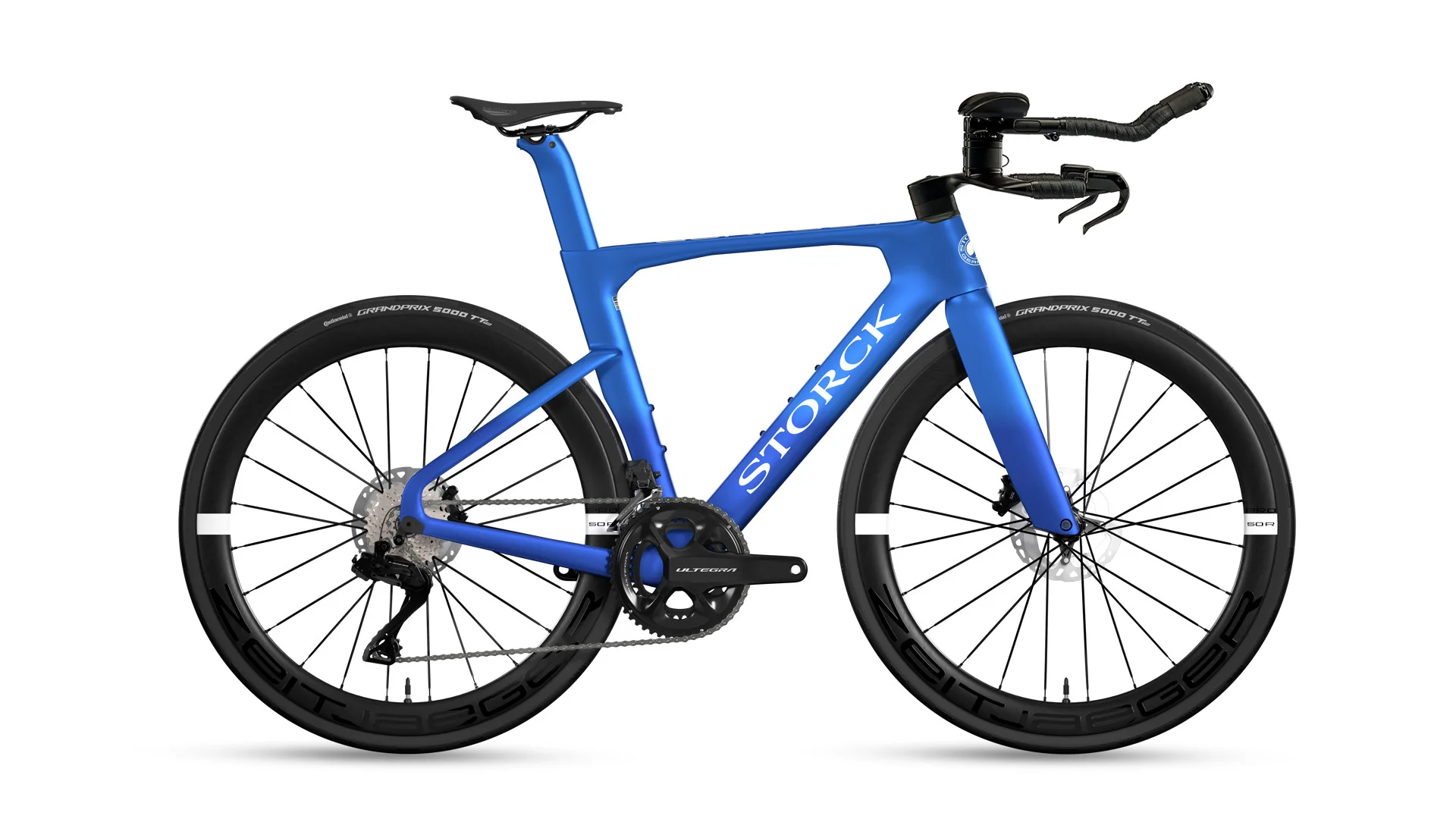 Storck Aerfast.5 Team T Blue Faded with triathlon cockpit, side view